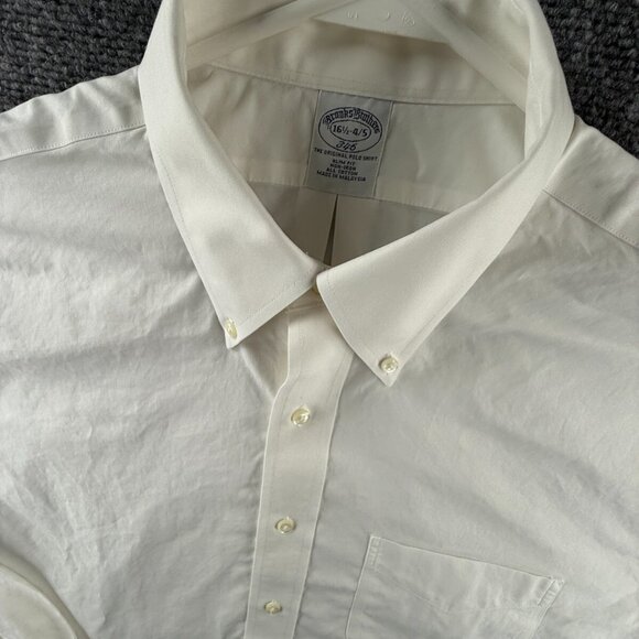 Brooks Brothers 16.5 4/5 Non-Iron Button-Down White Cotton Slim Shirt Mens Adult - Picture 3 of 16